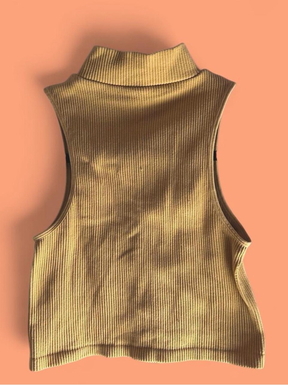 Zara Ribbed Mock Neck Tank - Mustard Yellow
